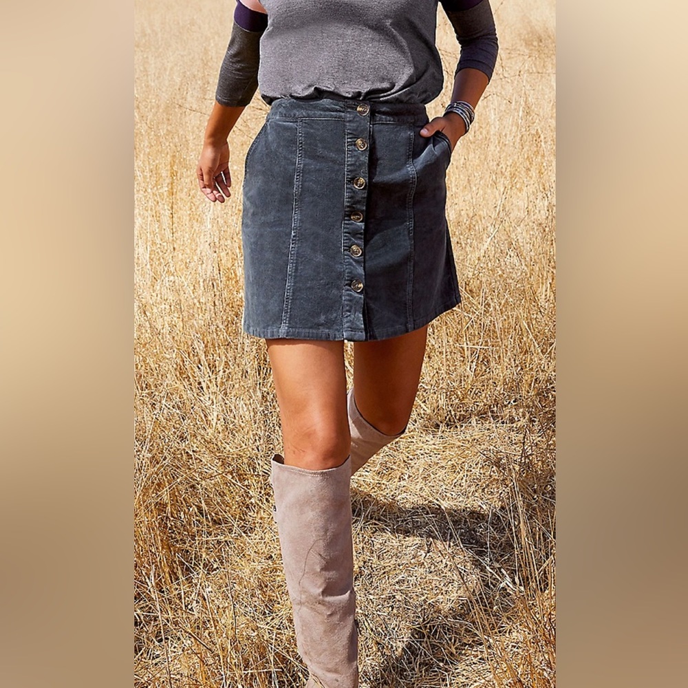 Maurices - Gray High‎ Rise Corduroy Button Front Skirt - Size 12